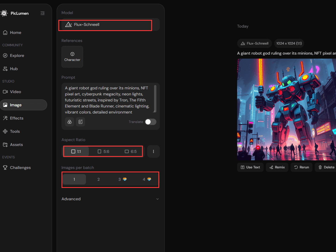 quick guide to use FLUX.1 on PicLumen